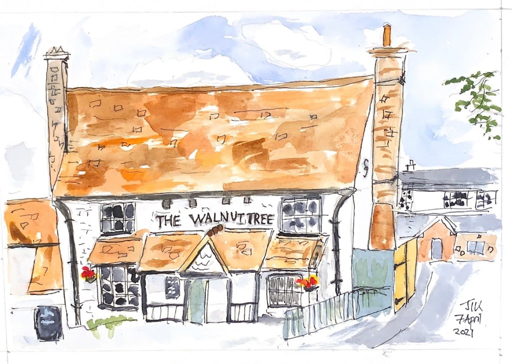 Watercolour showing a pub